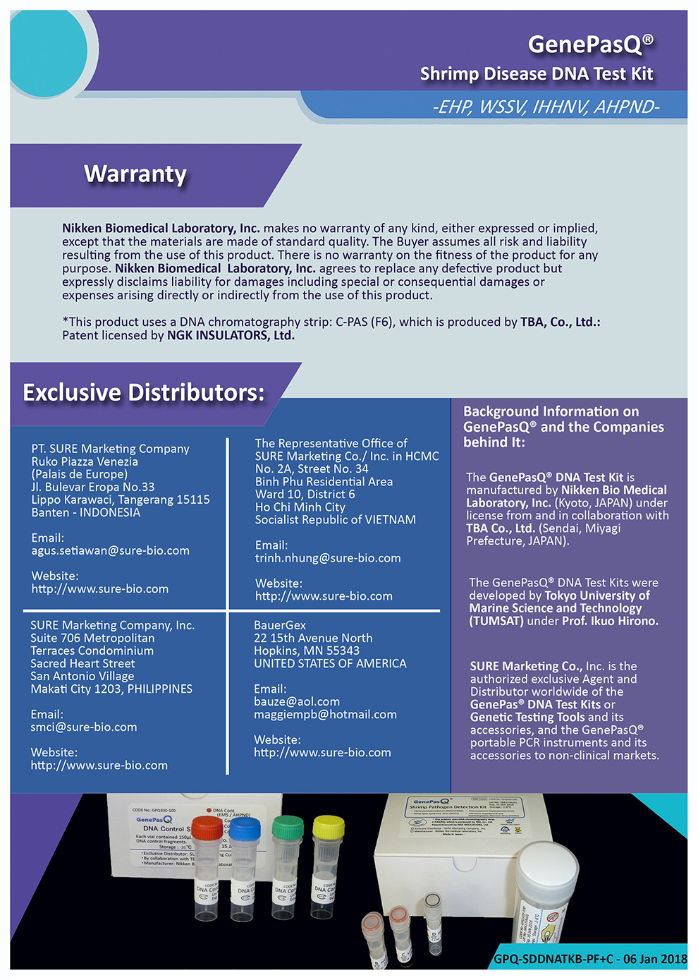 Warranty and Exclusive Distributors of these kits